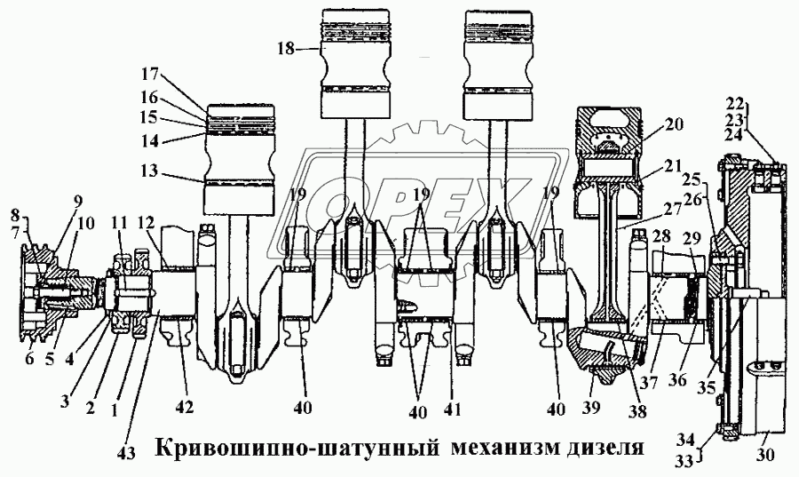 Кривошипно-шатунный механизм дизеля 2