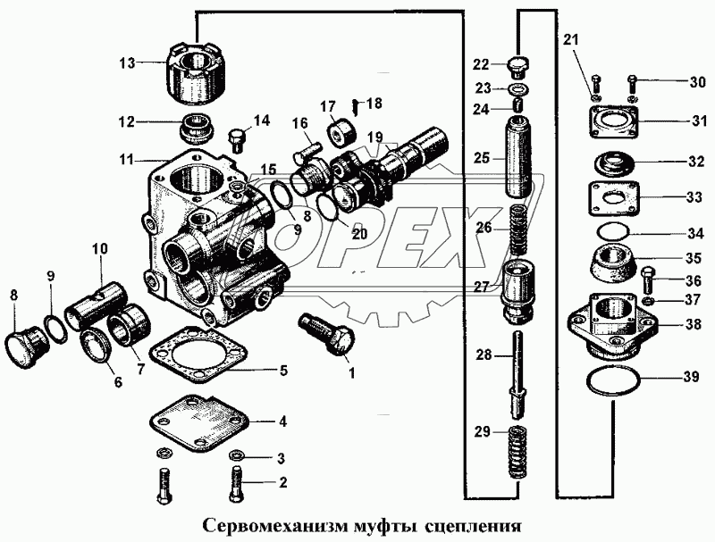 Сервомеханизм муфты сцепления