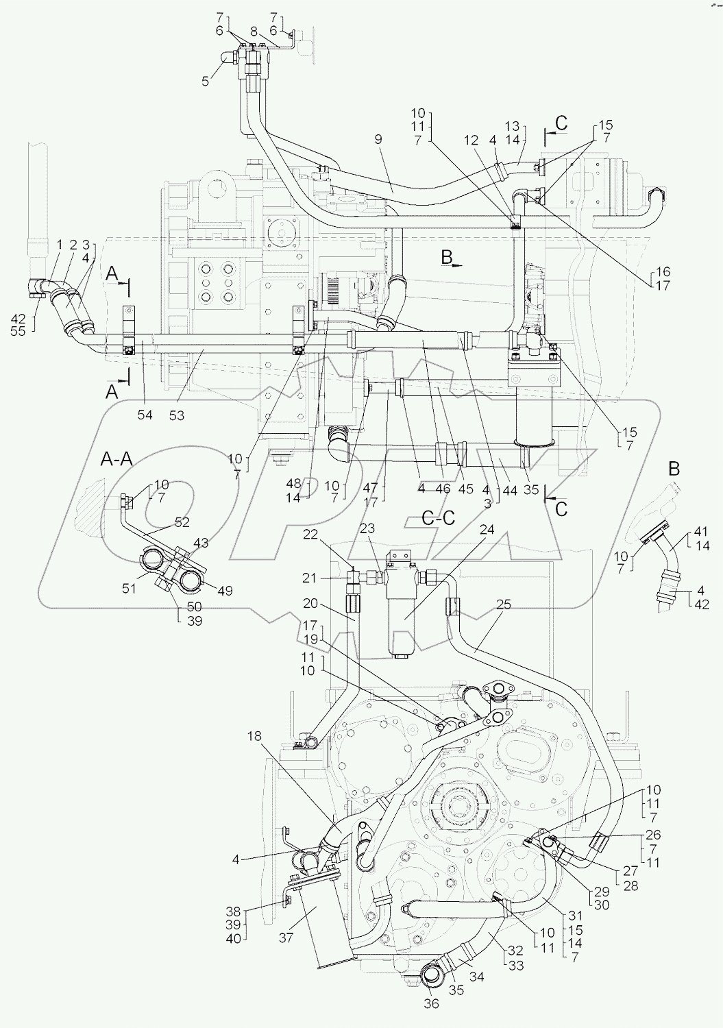 Гидросистема питания, управления и смазки трансмиссии