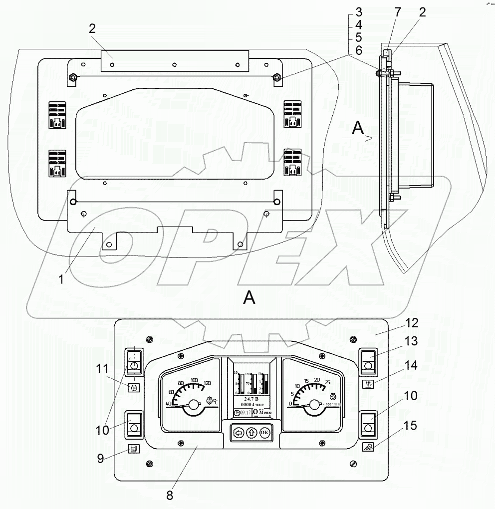 Установка панели приборов