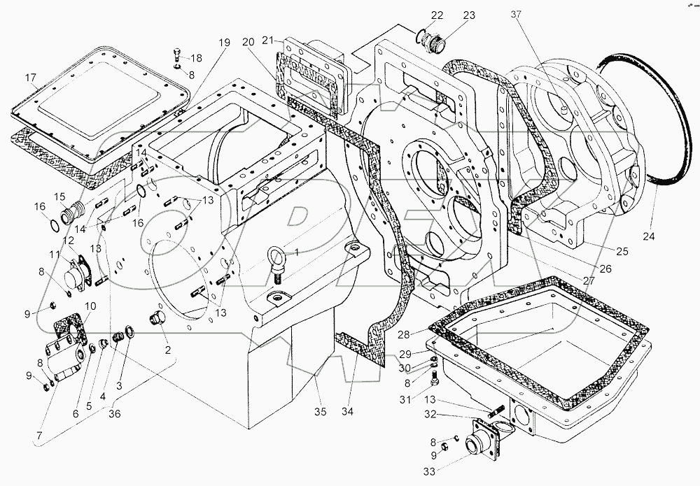 Корпус, проставка, клапан
