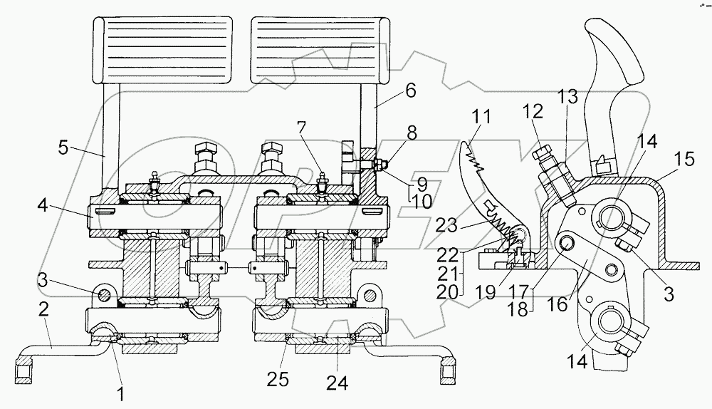 Механизм управления тормозами