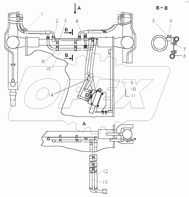 Установка передних трубопроводов