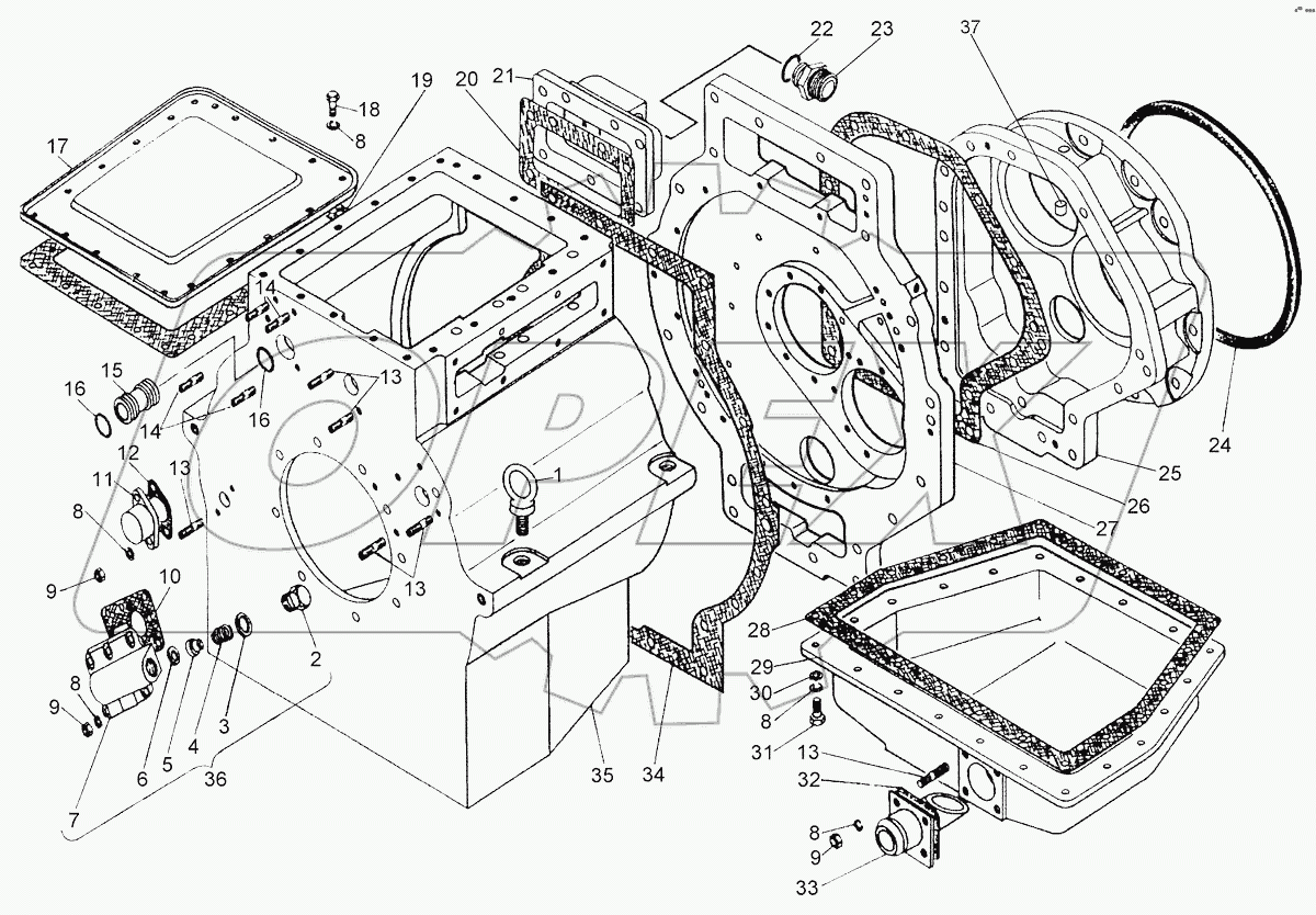Корпус, проставка, клапан