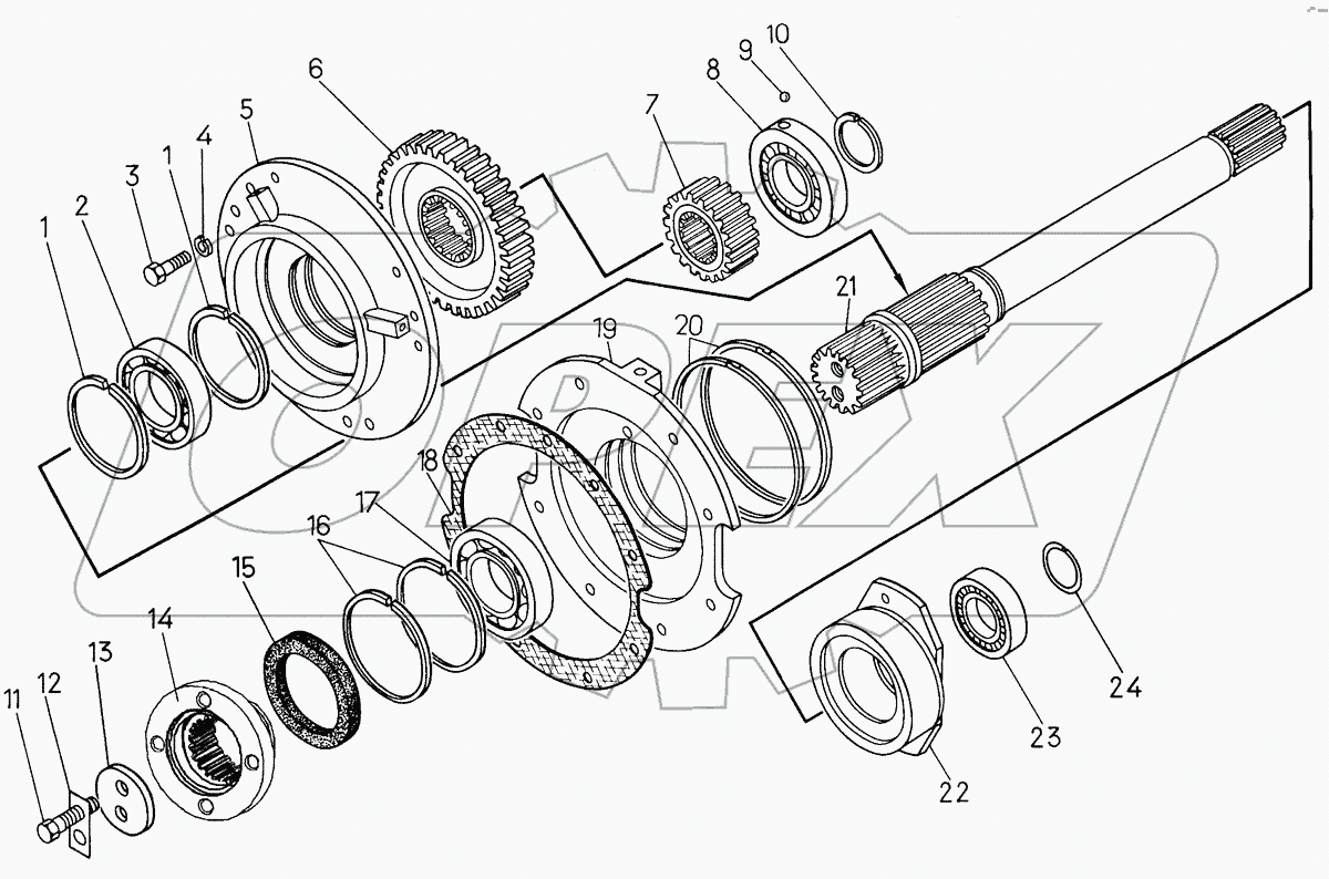 Вал с деталями
