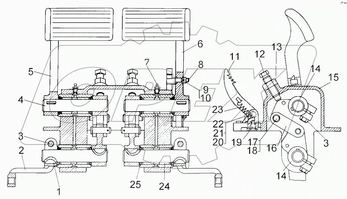 Механизм управления тормозами