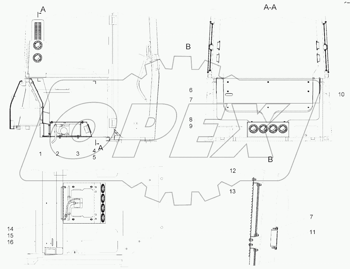 Установка отопителя "ZENITH 8000" и воздуховодо