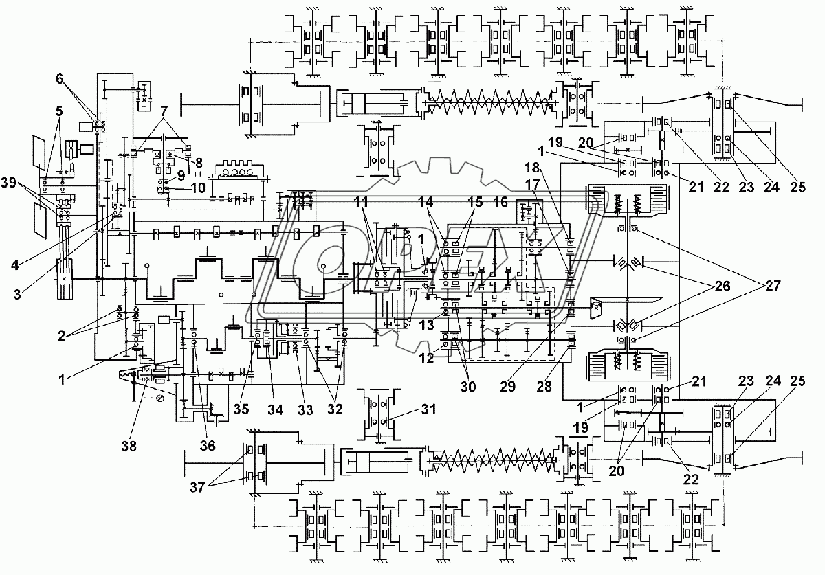Схема расположения подшипников на тракторе