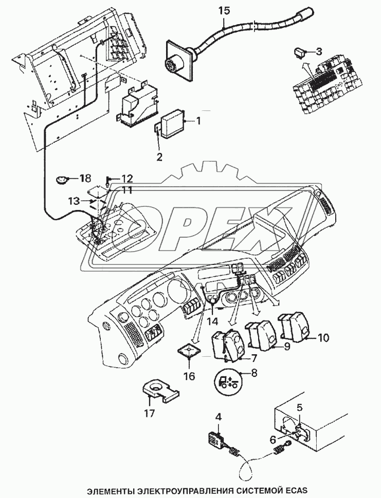 Элементы электроуправления системой ECAS
