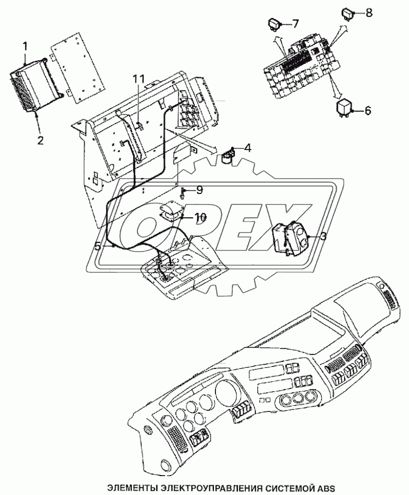 Элементы электроуправления системой ABS
