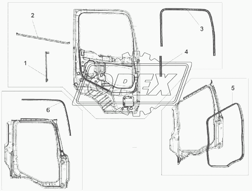 6107B-C0100 Уплотнители правой двери