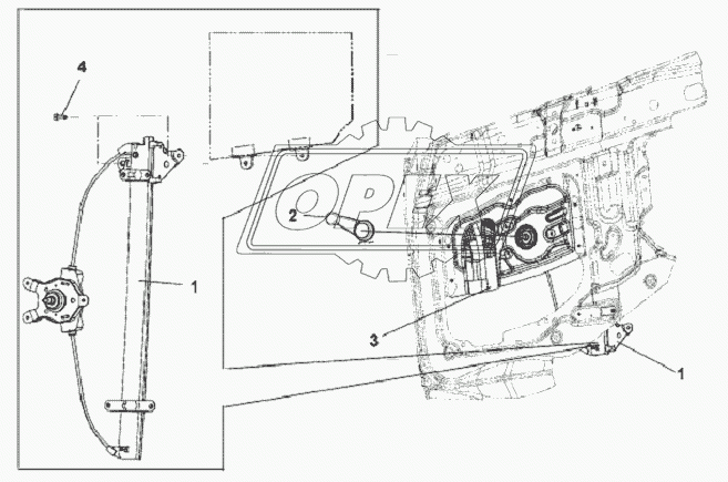 Right Glass Lifter Subassembly