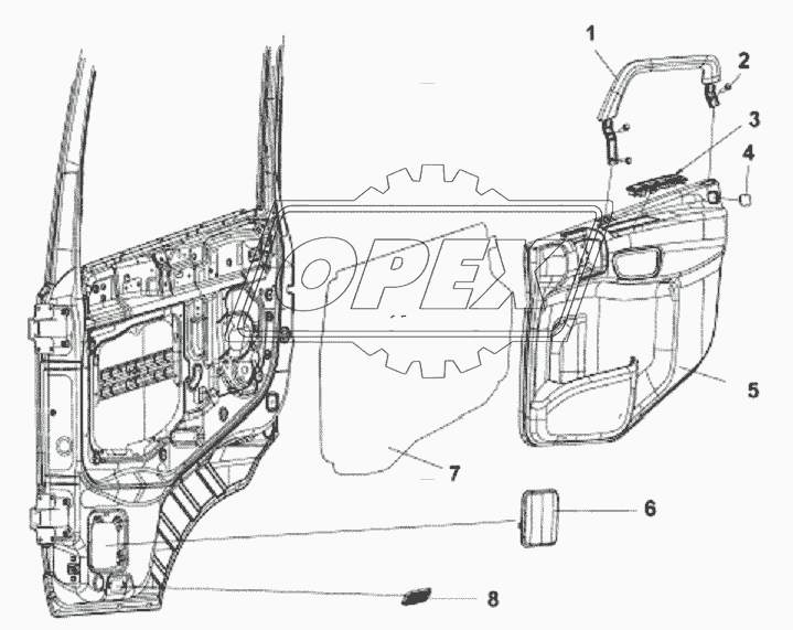 6102B-C0103 Внутренняя отделка правой двери