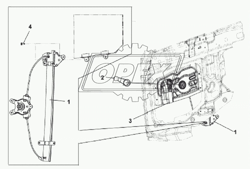 6104B-C0100 Правый стеклоподъемник в сборе