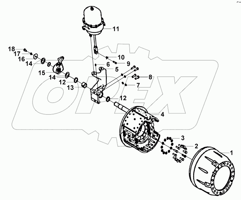 3502B-K20R1 Задний правый тормозный механизм