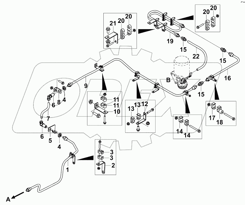 3506A-K21R1 Питающий воздухопровод тормозной системы