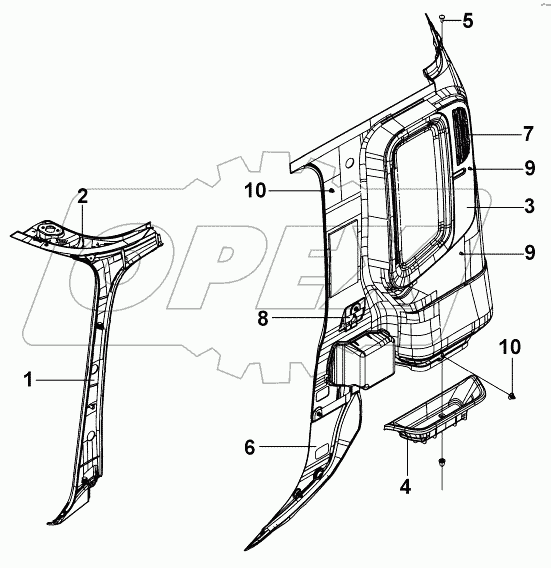 5402A-C0100 Внутренний молдинг левой боковины