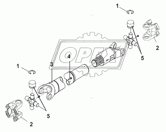 Transmission shaft with aliding fork assembly