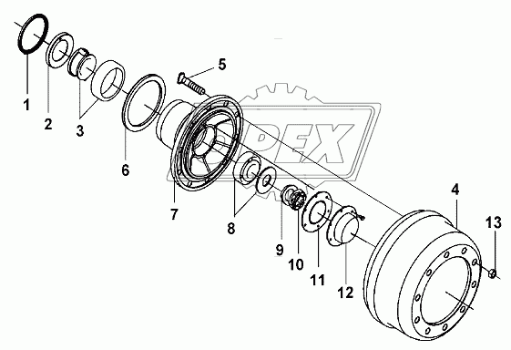 Front Wheel Hub And Brake Drum Group