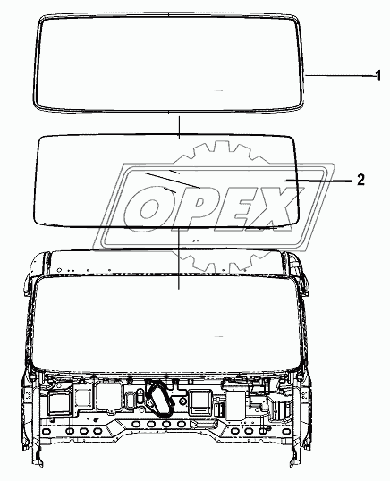 Front Windshield And Weatherstrip Group