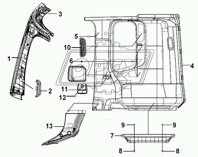 LH Side Wall Interior Trim Group