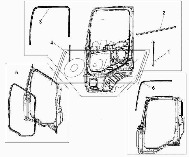 LH Door Weatherstrip Group