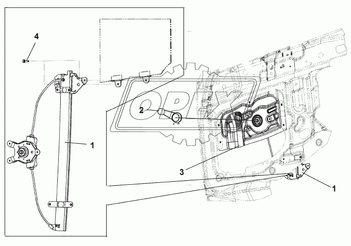 6104B-C0100 Правый стеклоподъемник в сборе