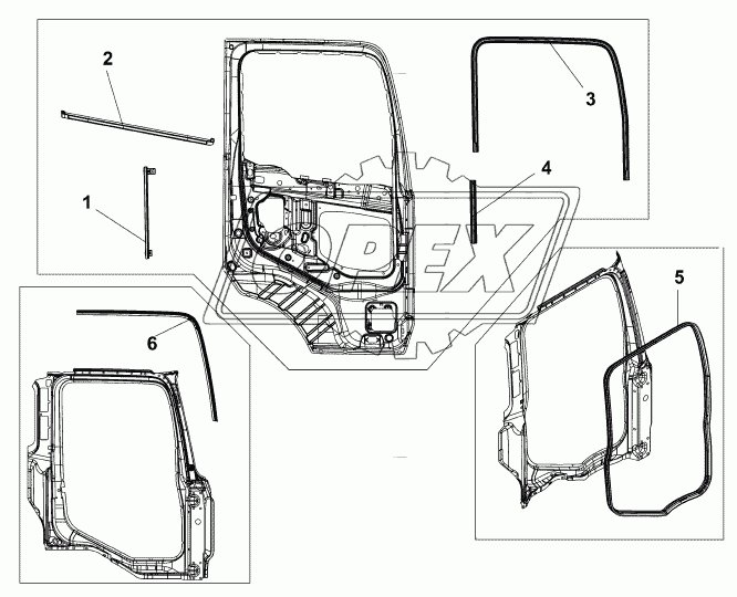 6107B-C0100 Уплотнители правой двери