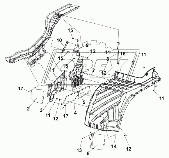 8403E-C0200 Левый внутренний брызговик