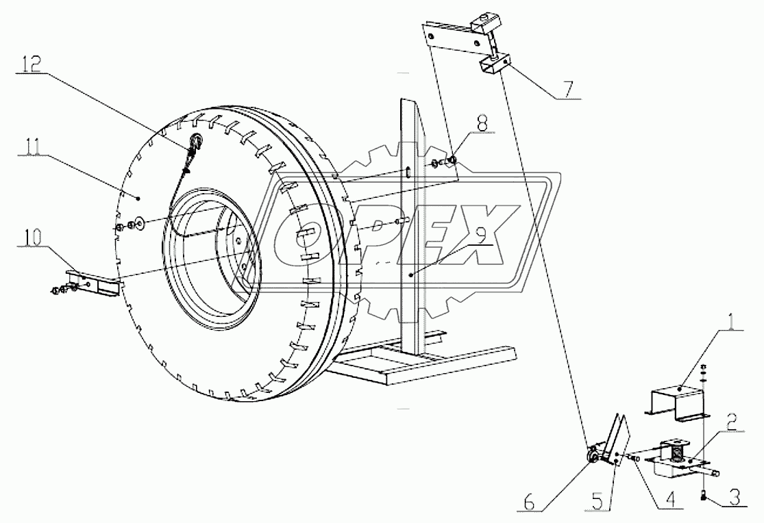 P-DL387B-31-01 Механизм подъема и держатель запасного колеса