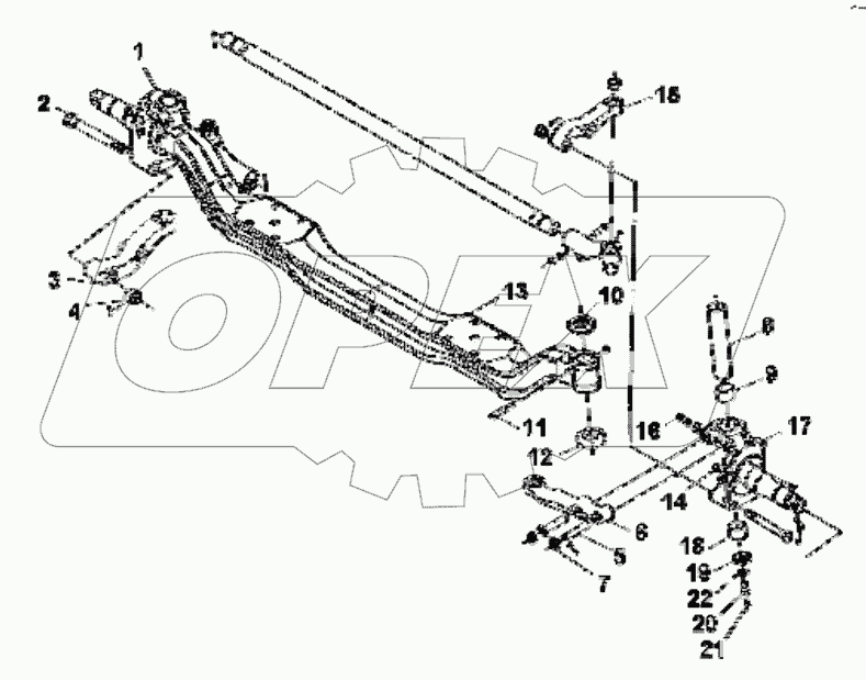 001A3-ZB6 Front axle subassembly