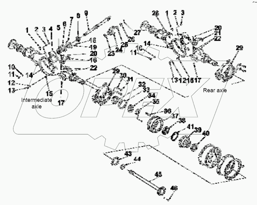  ZAS03G-T0405 Intermediate rear axle subassembly