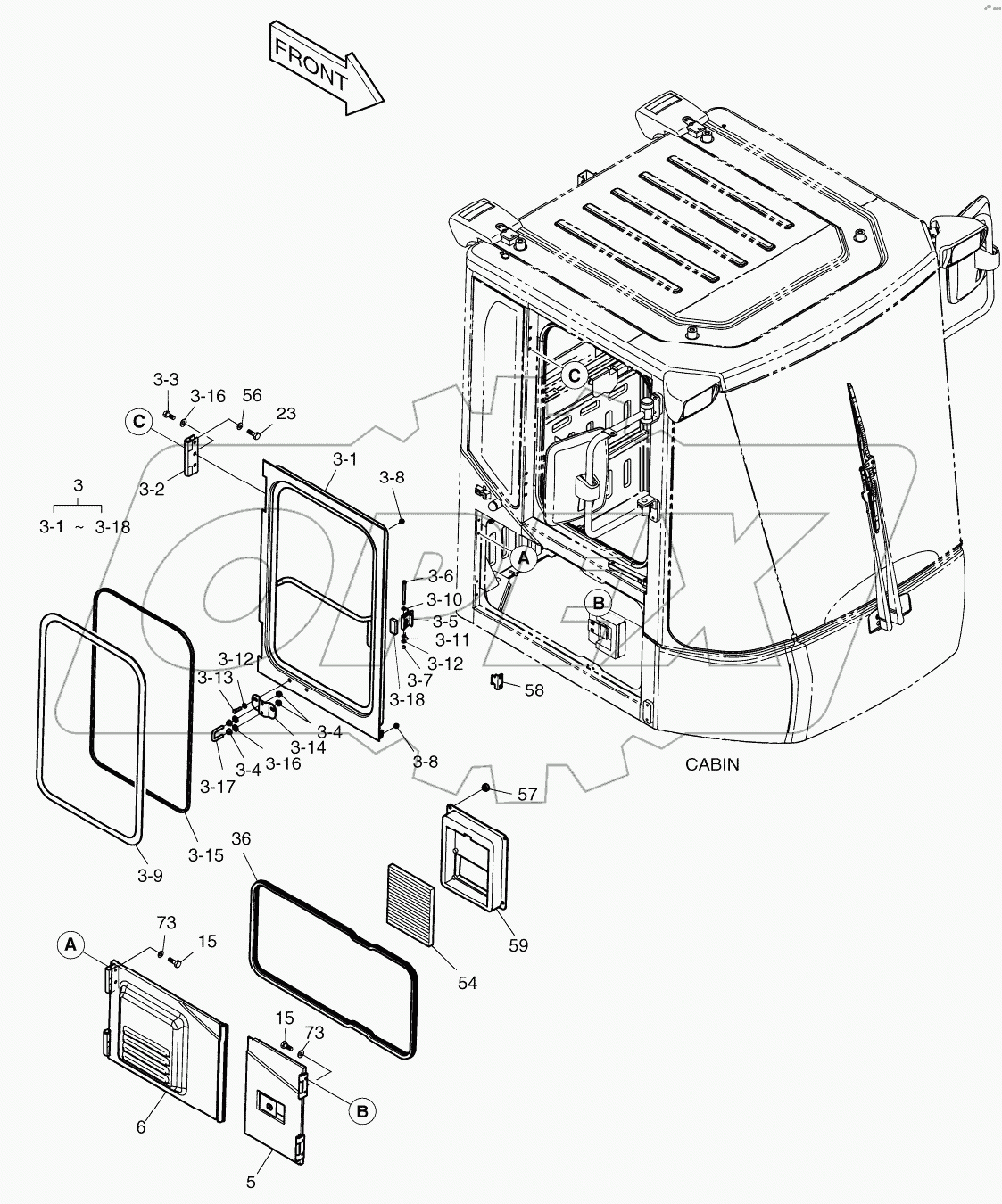  CABIN (4) - DOOR ASSY(R.H)