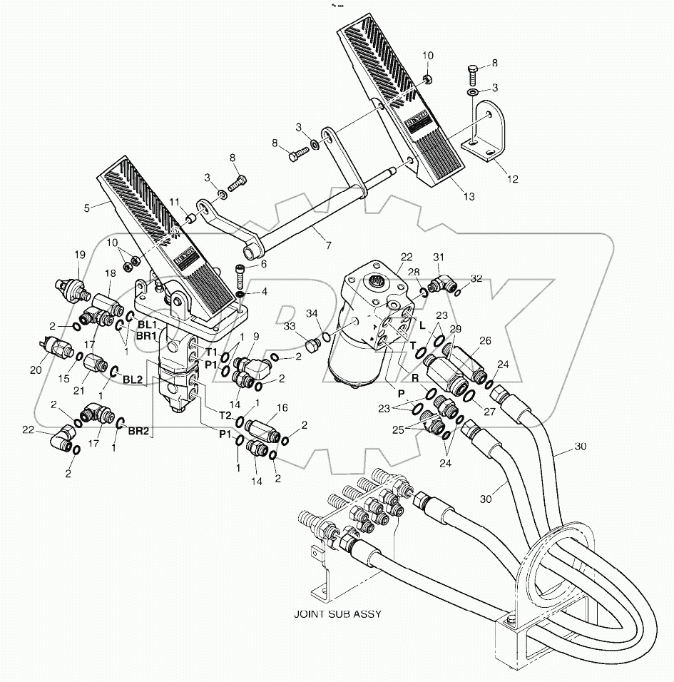  BRAKE PEDAL VALVE AND STEER UNIT