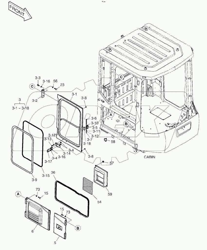  CABIN (4) - DOOR ASSY (R.H)