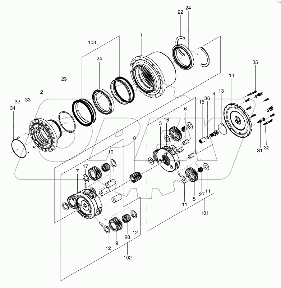  TRAVEL REDUCTION GEAR Serial No. 5001-5440
