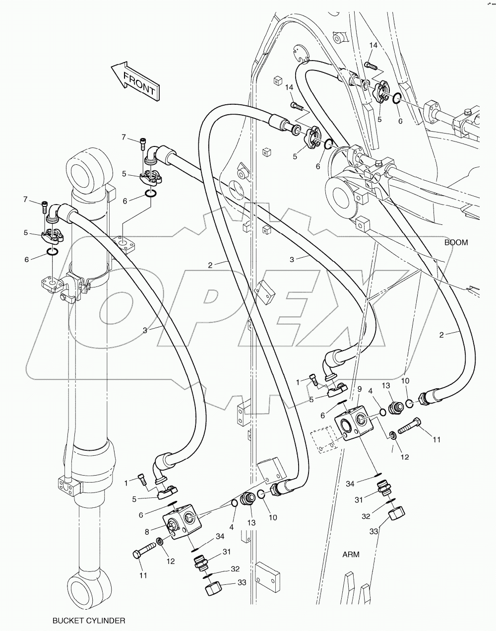  ARM PIPING - CLAMSHELL ARM 2.5m