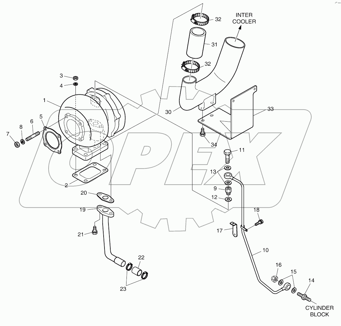  TURBO CHARGER AND OIL PIPE