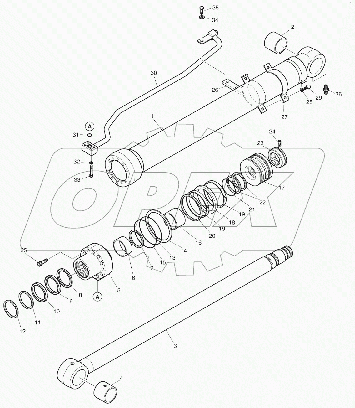  BOOM CYLINDER - L.H. (LOCK VALVE) (8192 ~)