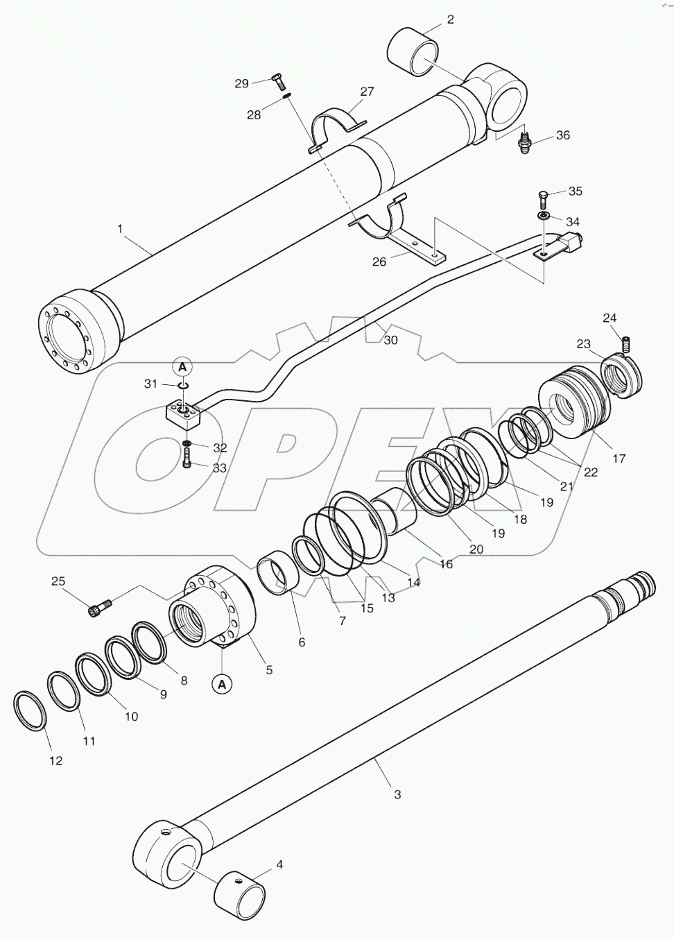  BOOM CYLINDER - R.H. (LOCK VALVE) (8192 ~)