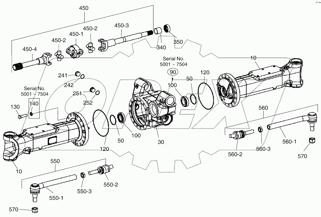  AXLE CASING - FRONT AXLE (5001~8165)