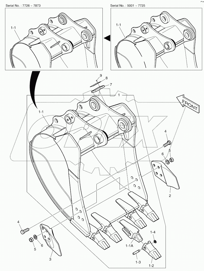 BUCKET ASSY - 0.44m3 (33") - SIDE PIN