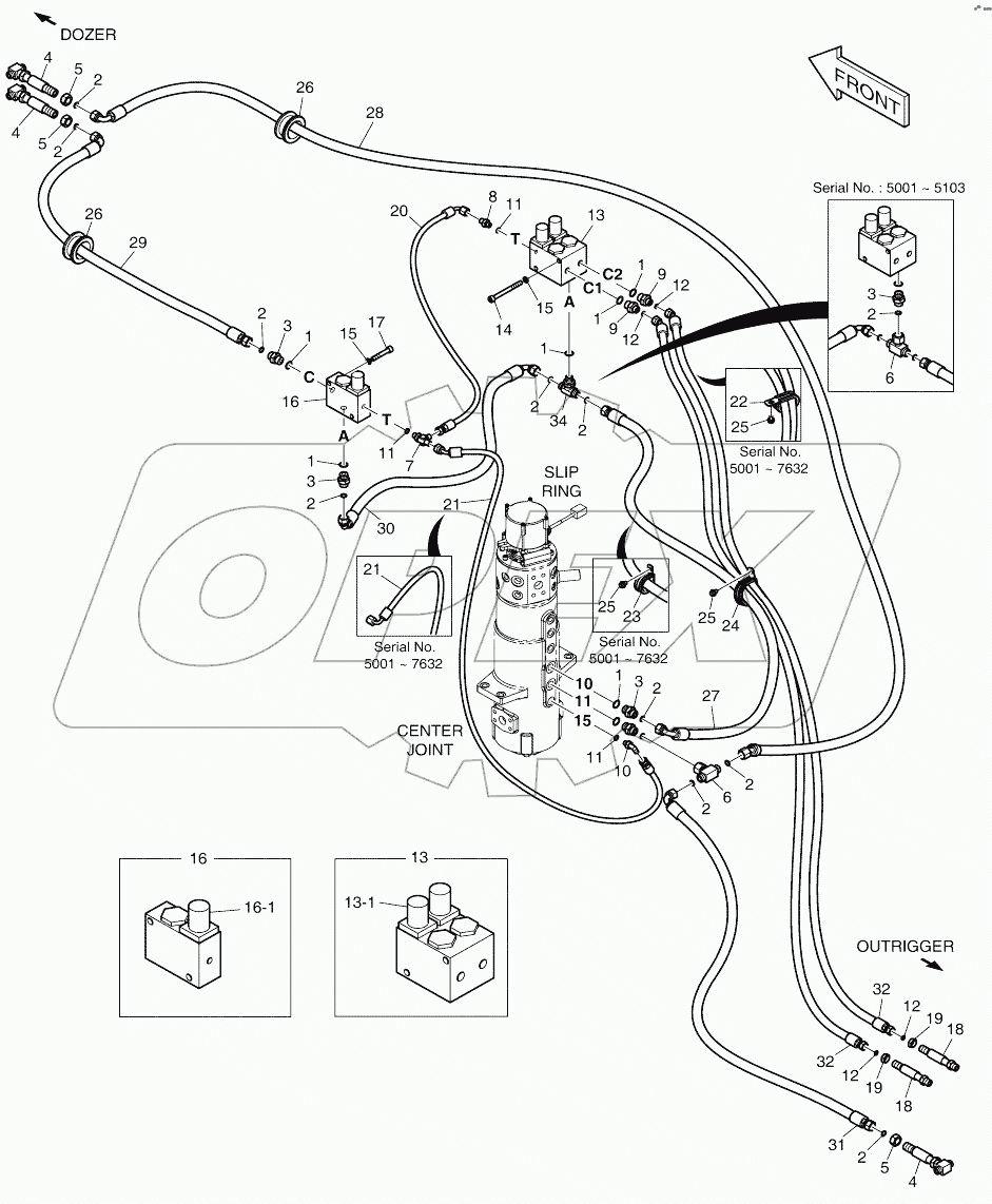  FRONT DOZER AND REAR OUTRI.PIPING (INDE)