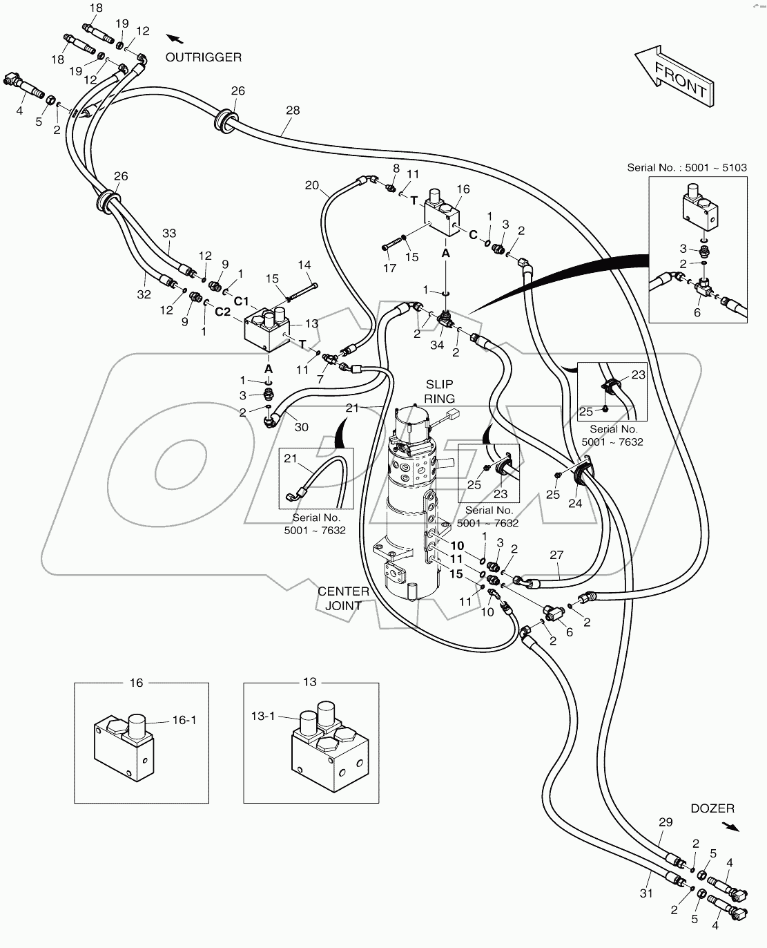 FRONT OUTRI. AND REAR DOZER PIPING (INDE)