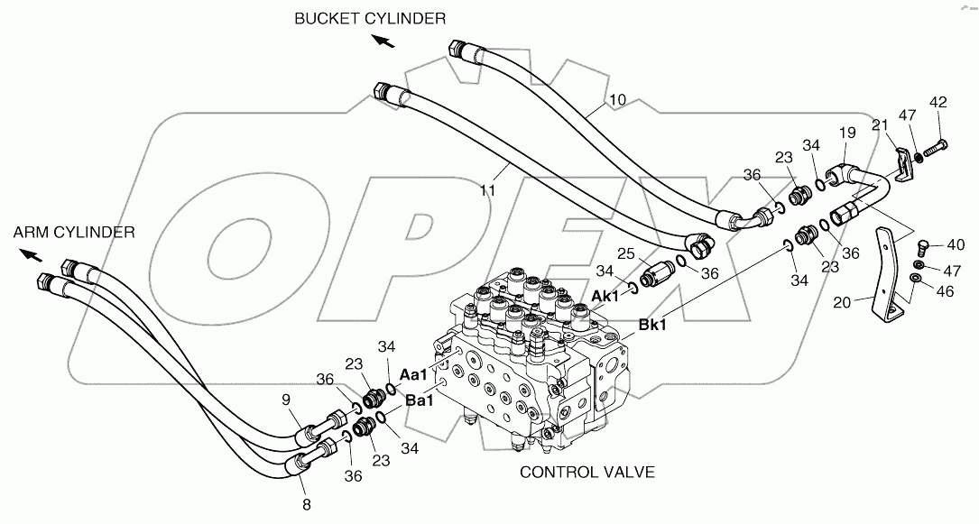  MAIN PIPING (4) - ARM, BUCKET