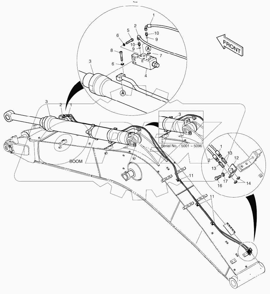  ARM PIPING - LOCK VALVE (BOOM 5.3m)