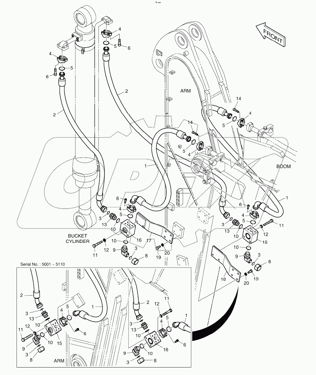  ARM PIPING - ARM 2.0m (CLAMSHELL)