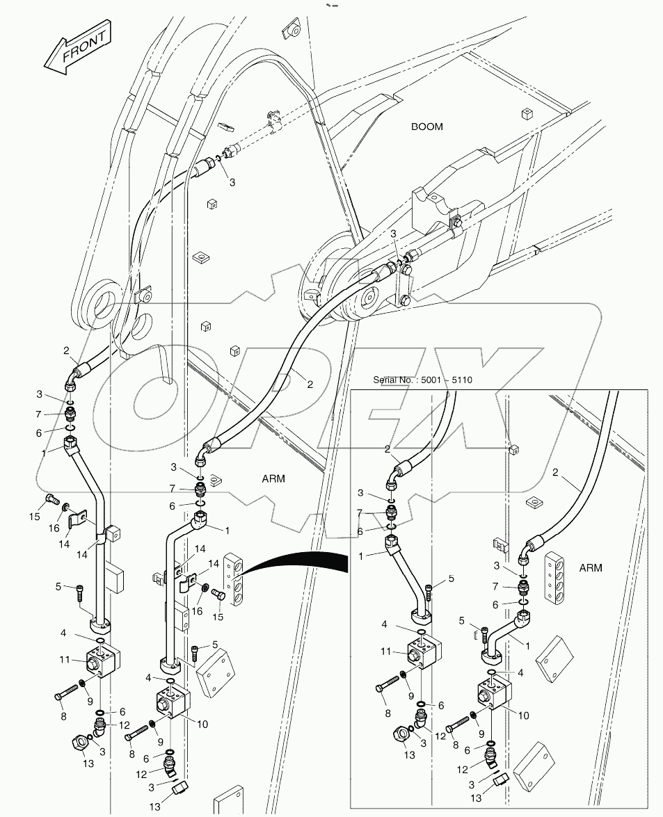  ARM PIPING - ARM 2.5m (ROTATING)