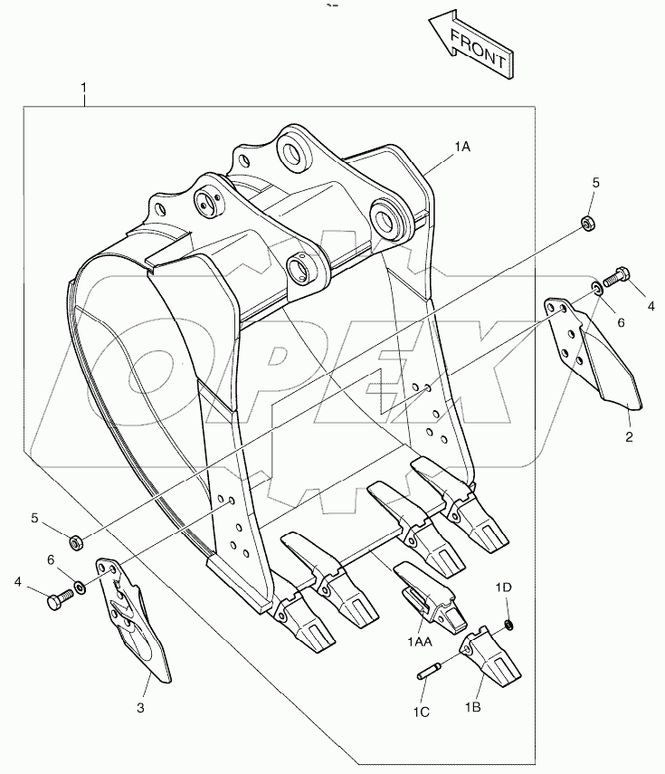  BUCKET ASSY-0.8m3 (42") - SIDE PIN