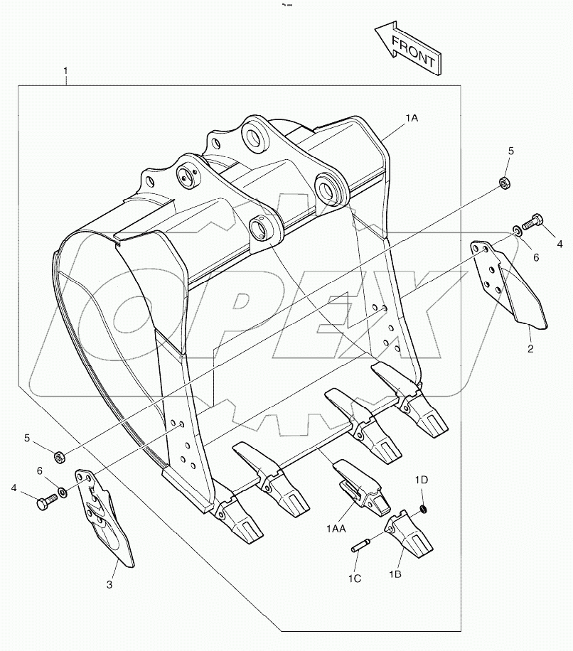  BUCKET ASSY-1.1m3 (54") - SIDE PIN